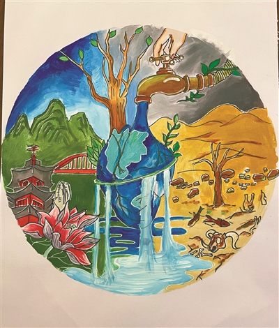 井盖变画布　手绘“生态梦”