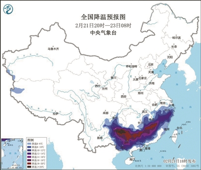 寒潮来袭 中央气象台连发六预警 月底前杭州将持续阴雨天气